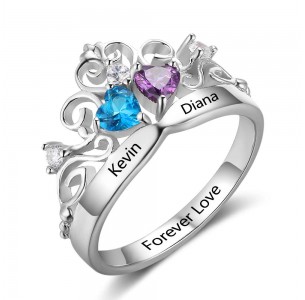 Birthstone Ring, Sterling Silver Personalized Engravable Ring JEWJORI102878